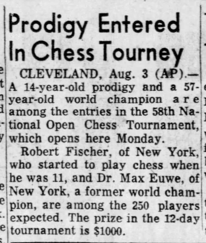 Prodigy Entered In Chess Tourney
