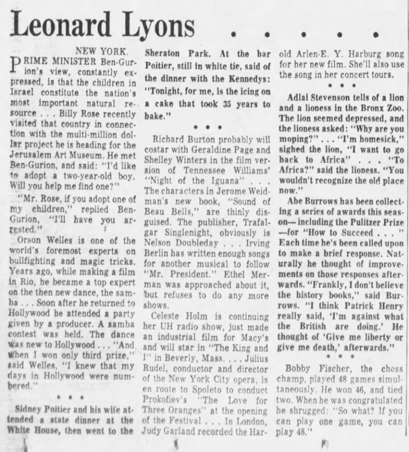 Leonard Lyons . . .
