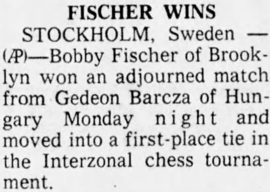 Fischer Wins