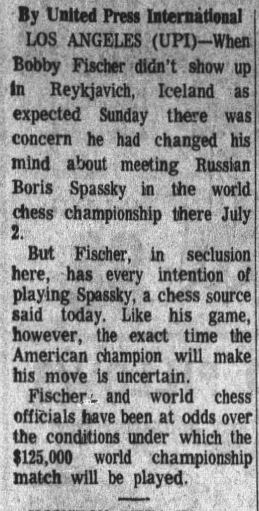 Bobby Fischer In Seclusion Here