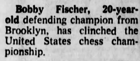 Bobby Fischer has clinched championship