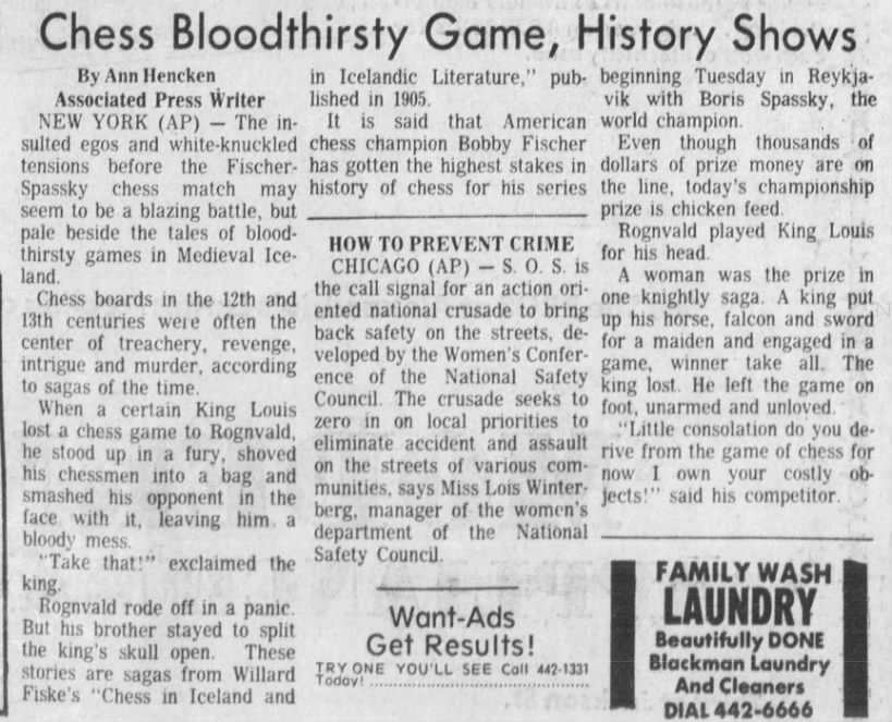 Chess Bloodthirsty Game, History Shows