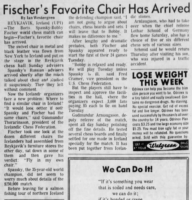 Fischer's Favorite Chair Has Arrived