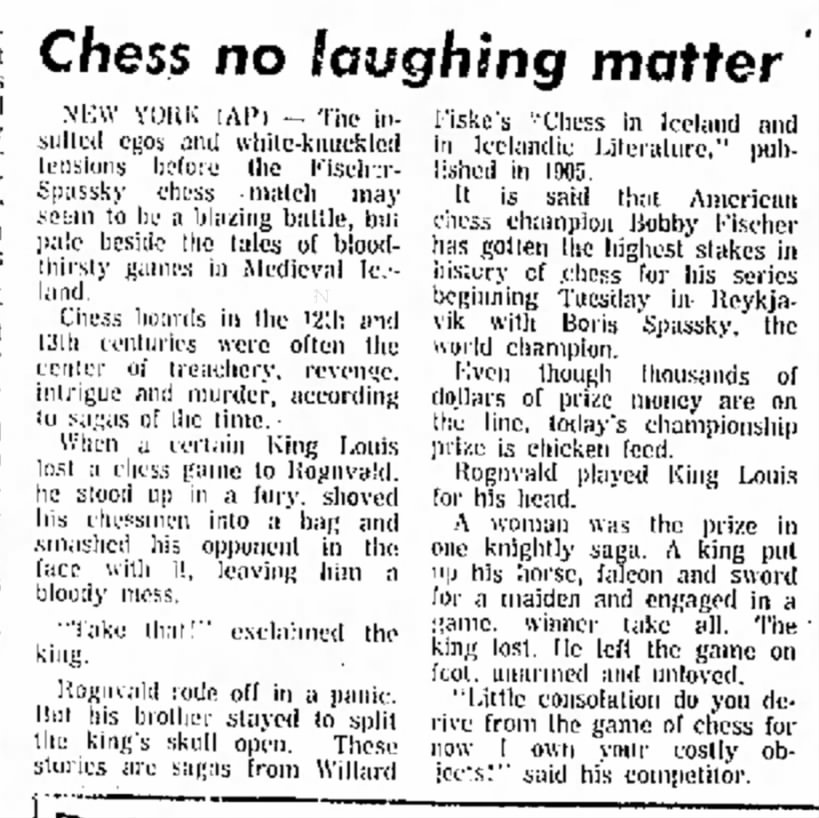 Chess No Laughing Matter