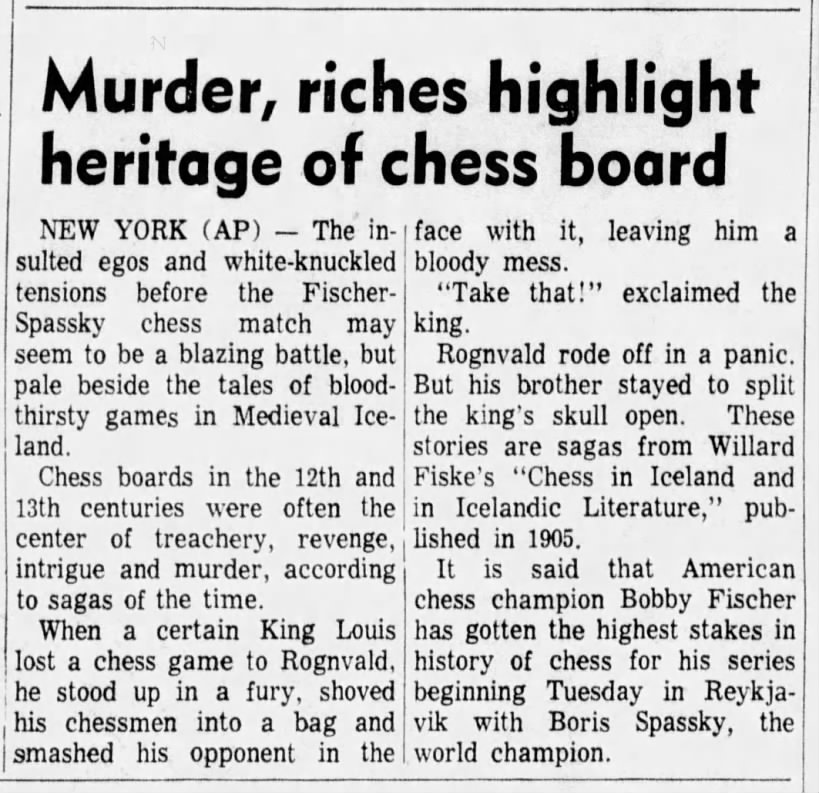 Murder, Riches Highlight Heritage of Chess Board