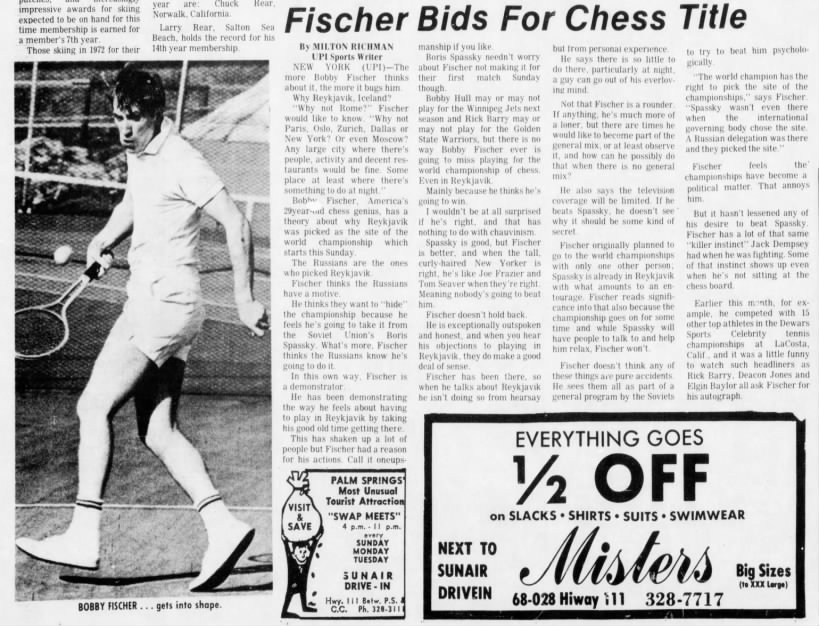 Fischer Bids For Chess Title