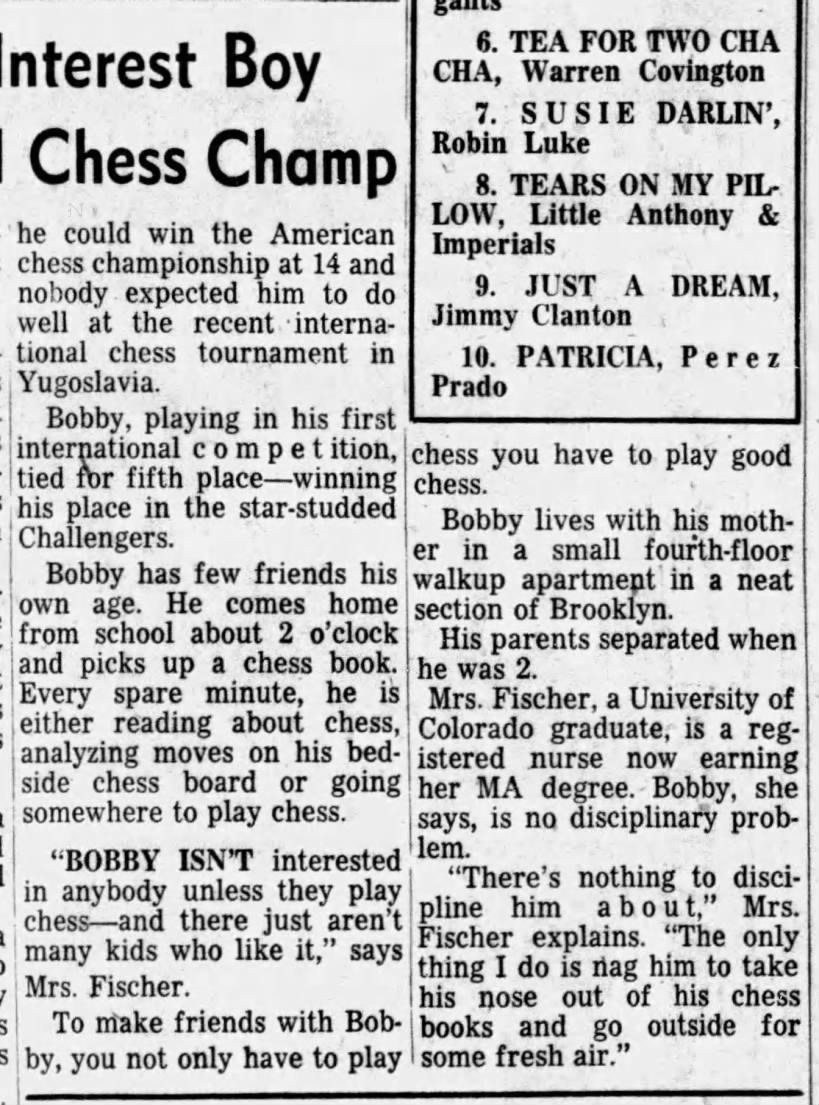 Baseball, Football Don't Interest Boy Who May Become World Chess Champion Column 2