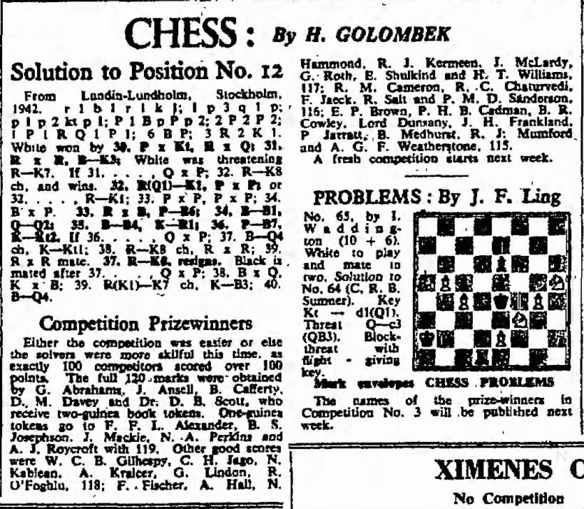 Chess by H. Golombek
