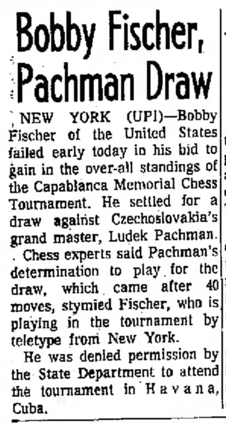 Bobby Fischer, Pachman Draw