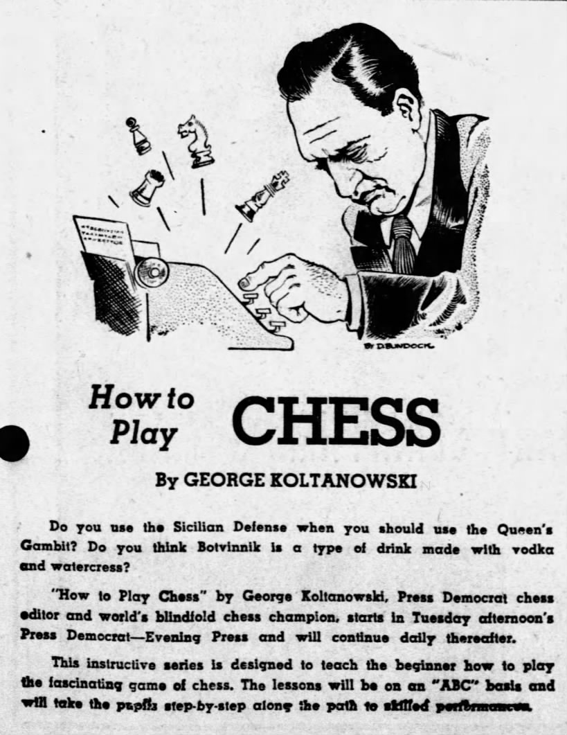 How To Play Chess by George Koltanowski