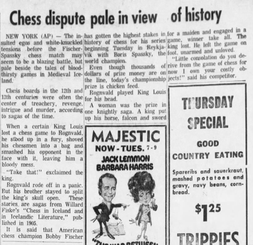 Chess Dispute Pale in View of History