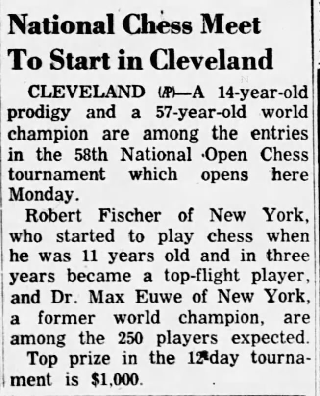 National Chess Meet To Start in Cleveland