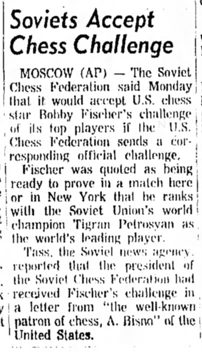 Soviets Accept Chess Challenge