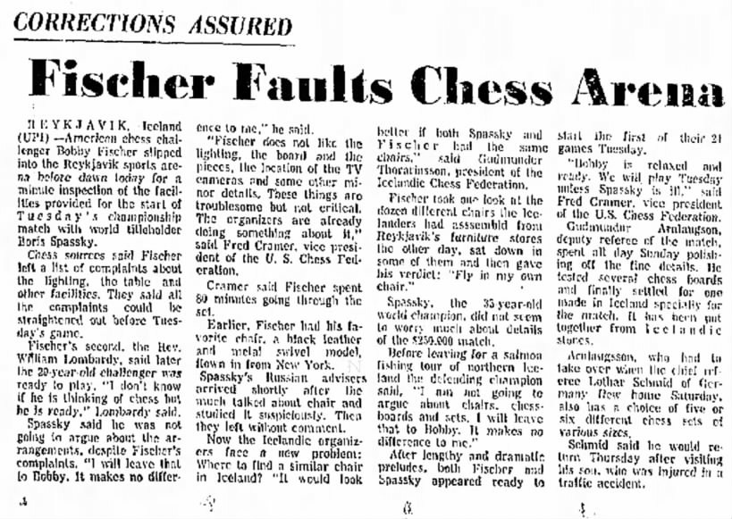 Fischer Faults Chess Arena