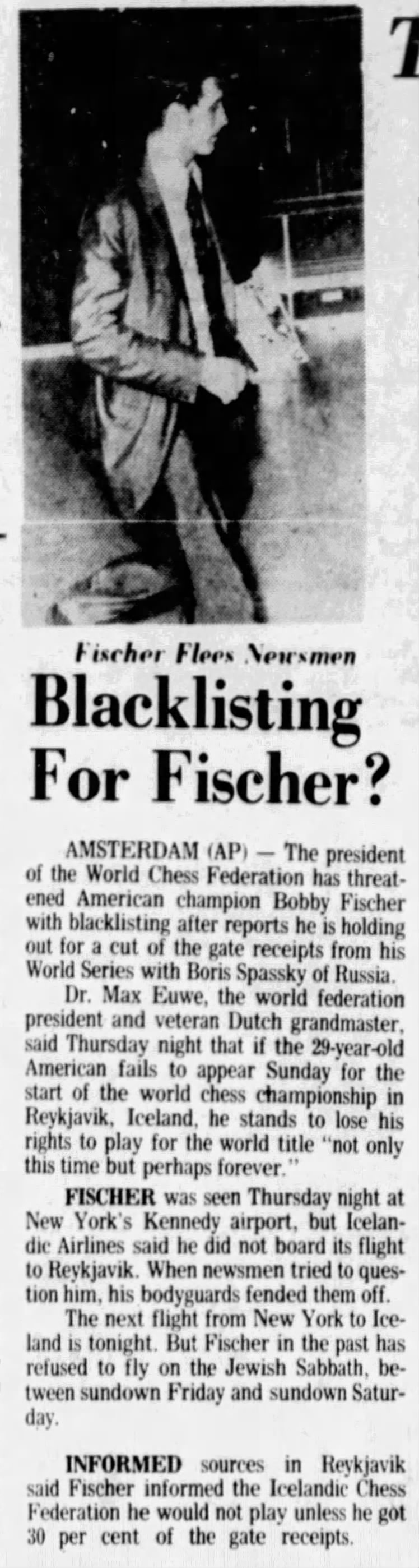 Blacklisting For Fischer?