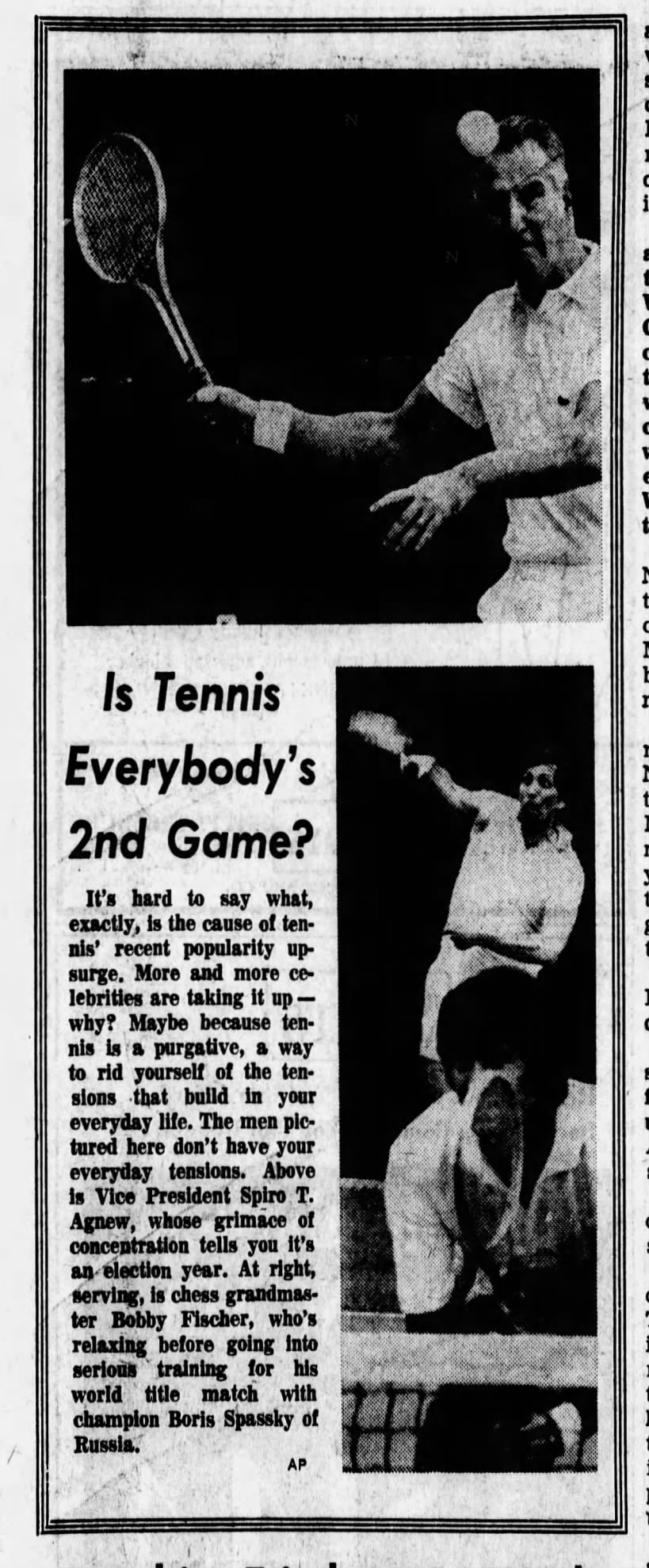 Is Tennis Everybody's 2nd Game?