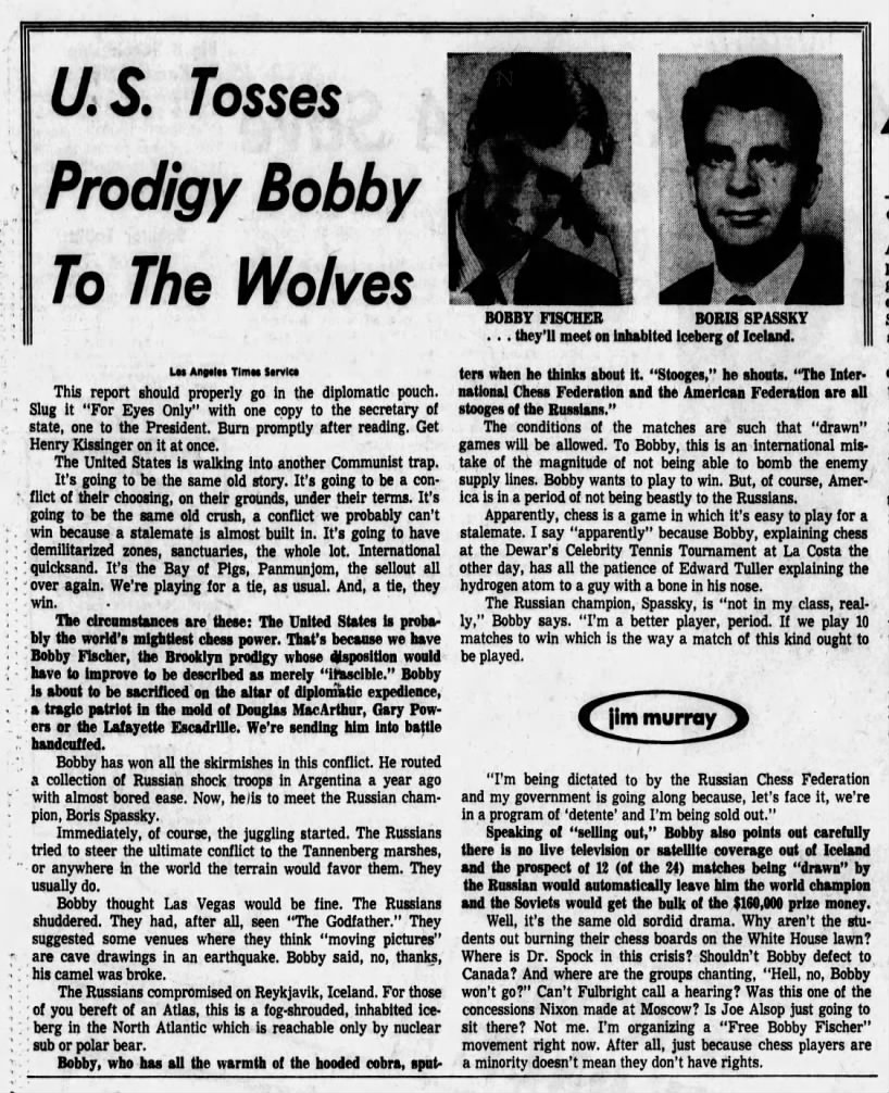 U.S. Tosses Prodigy Bobby To The Wolves