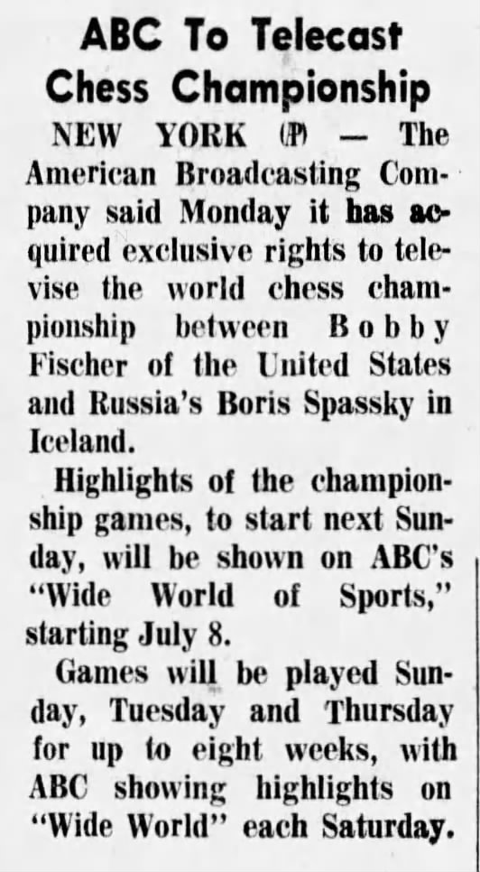 ABC To Telecast Chess Championship