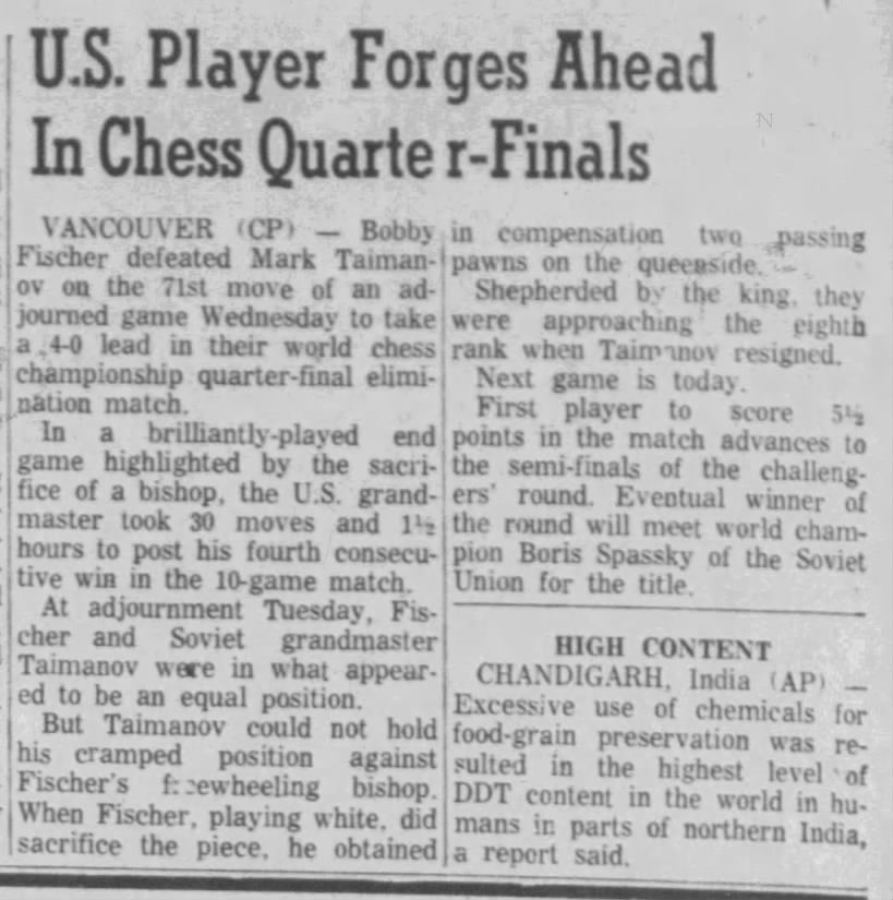 U.S. Player Forges Ahead In Chess Quarter-Finals