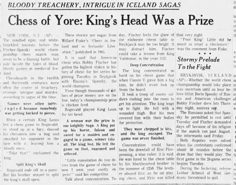 Chess of Yore: King's Head Was a Prize