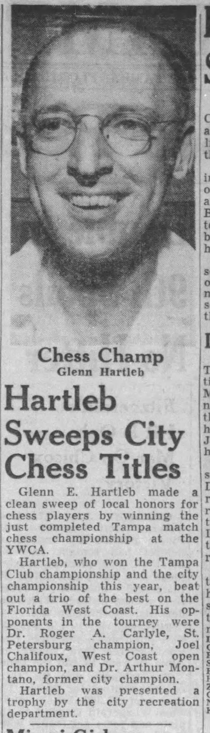 Hartleb Sweeps City Chess Titles