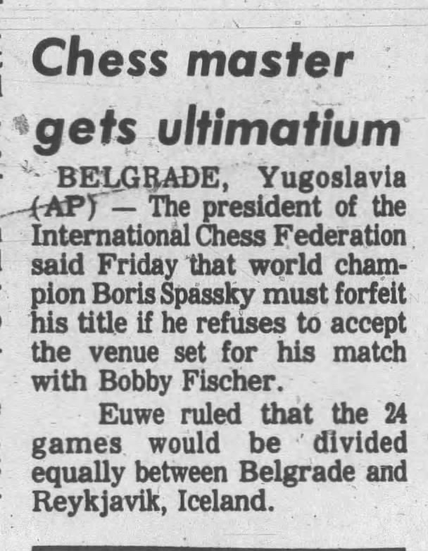 Chess Master Gets Ultimatum