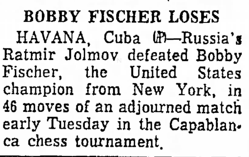 Bobby Fischer Loses