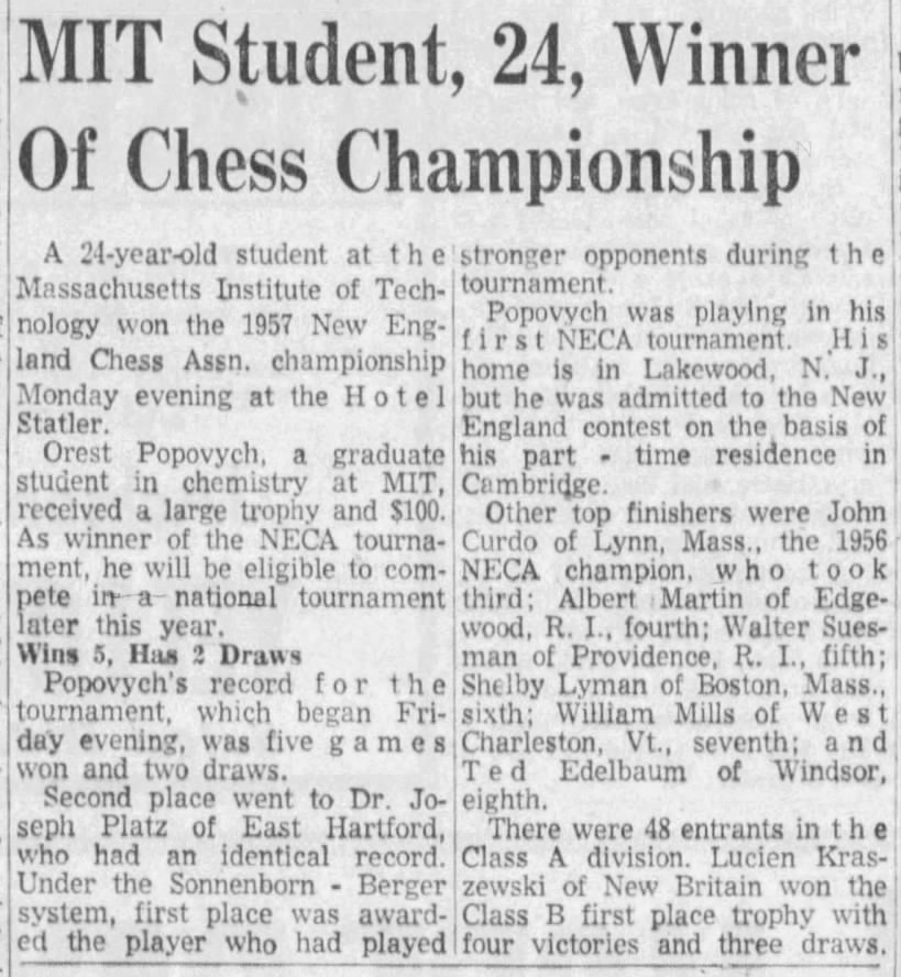 MIT Student, 24, Winner Of Chess Championship