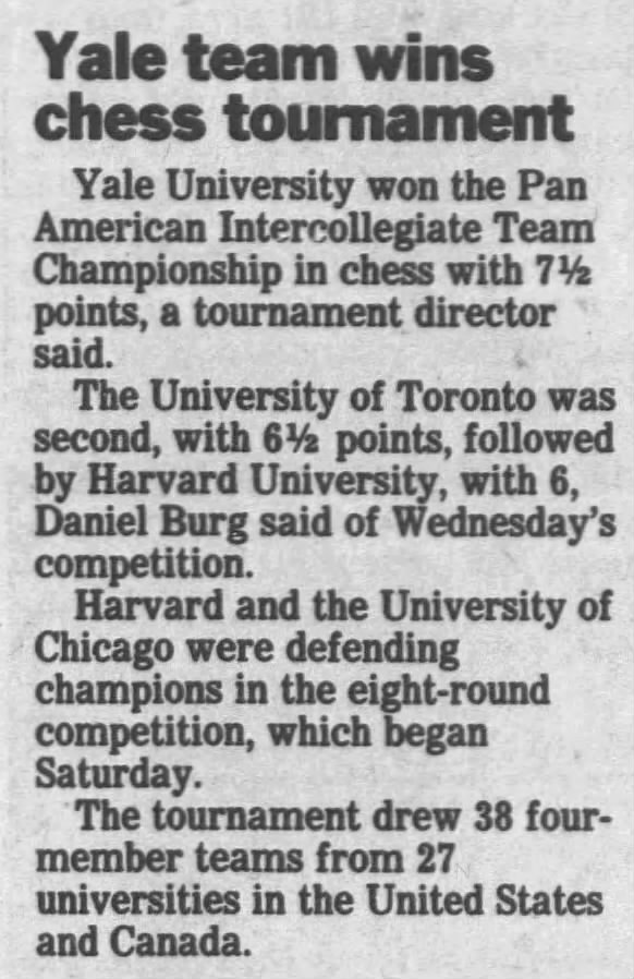 Yale Team Wins Chess Tournament