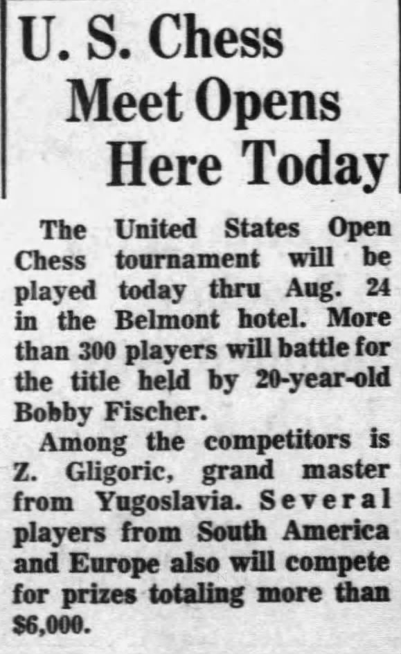 U.S. Chess Meet Opens Here Today