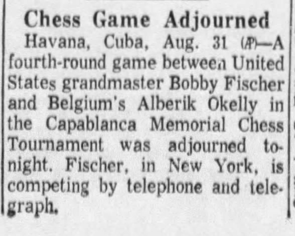 Chess Game Adjourned