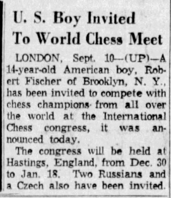 U.S. Boy Invited To World Chess Meet