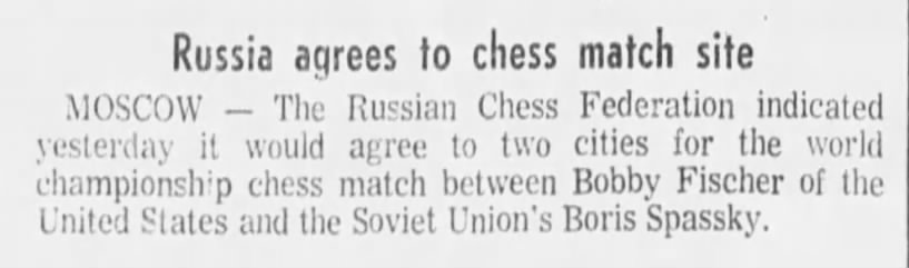 Russia Agrees to Chess Match Site