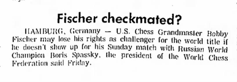 Fischer Checkmated?