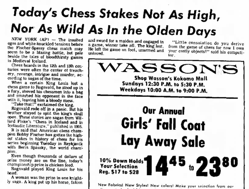 Today's Chess Stakes Not As High, Nor As Wild As In the Olden Days