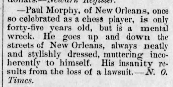 Poison Pen Blackmail and Defamation of New Orleans Lawyer, Paul Morphy