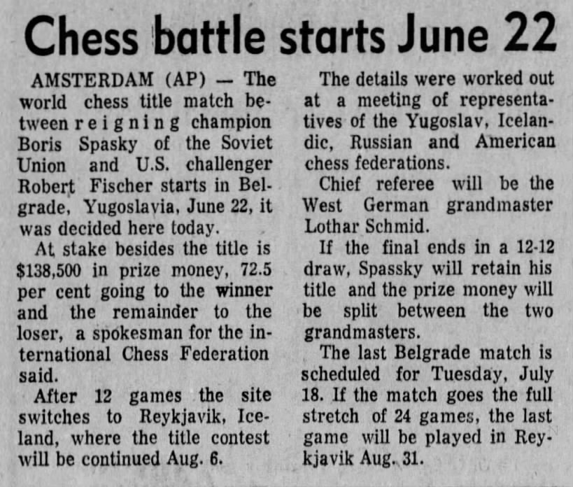 Chess Battle Starts June 22