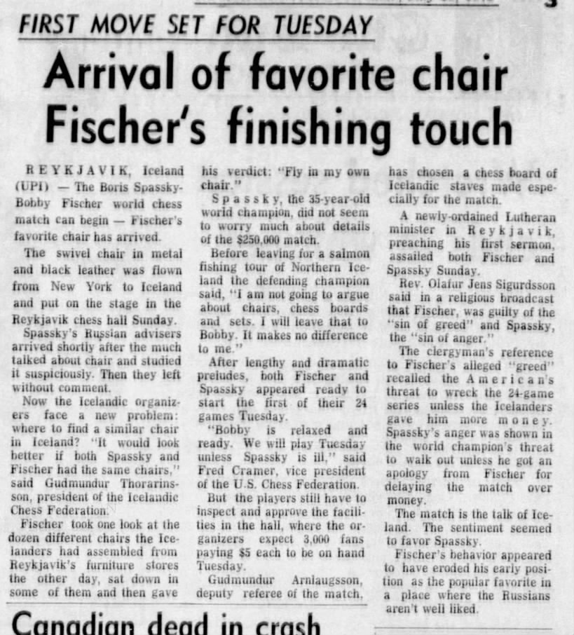 Arrival of Favorite Chair Fischer's Finishing Touch