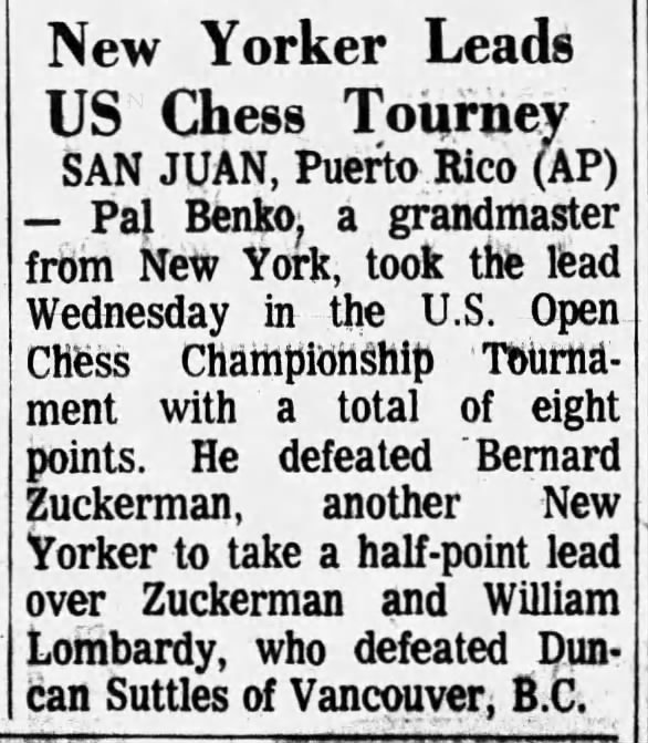 New Yorker Leads US Chess Tourney
