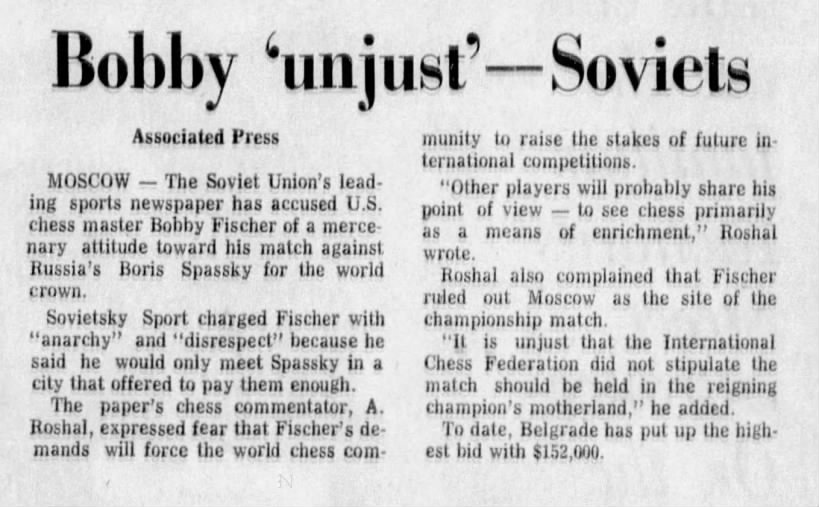 Bobby 'Unjust' -- Soviets