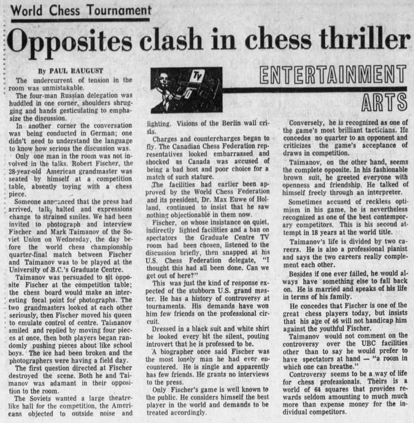 World Chess Tournament - Opposites Clash in Chess Thriller