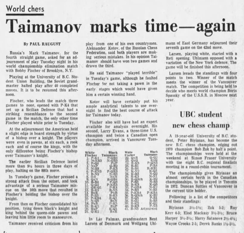 World Chess - Taimanov Marks Time-Again