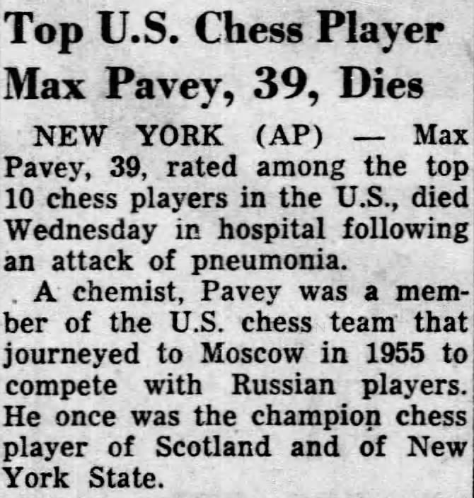 Top U.S. Chess Player Max Pavey, 39, Dies
