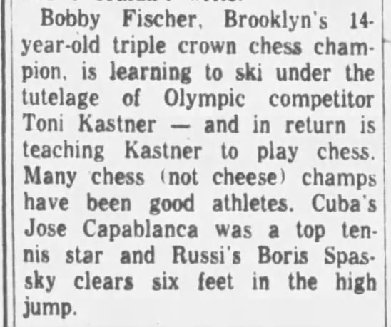 Bobby Fischer and Tony Kastner