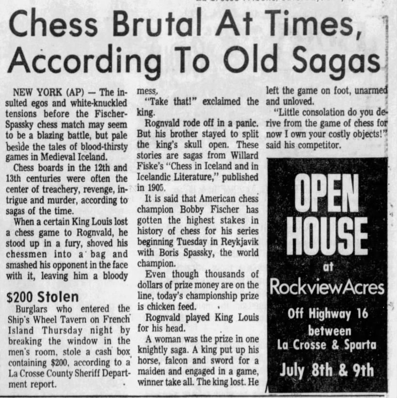 Chess Brutal At Times According To Old Sagas
