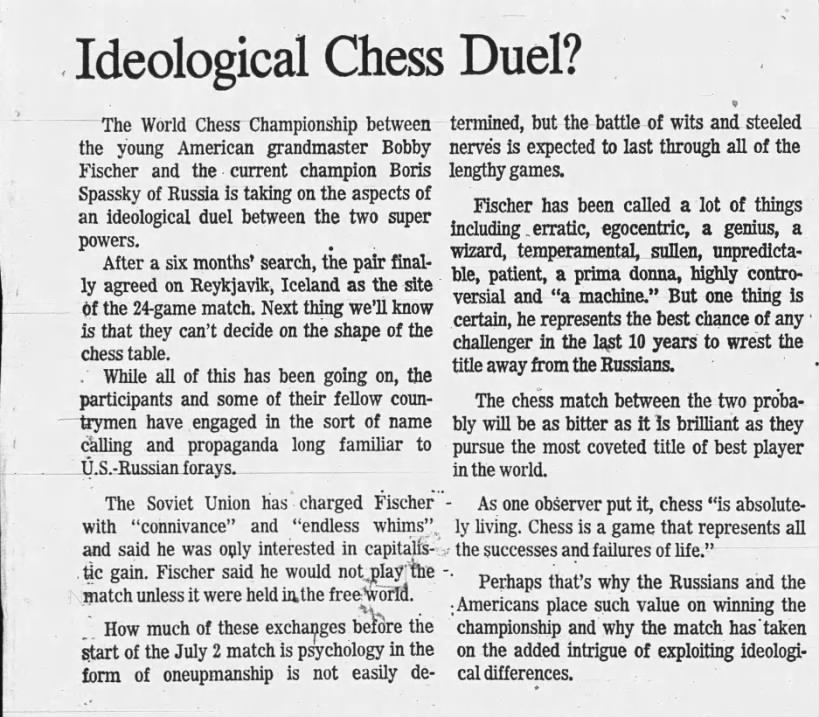 Ideological Chess Duel?