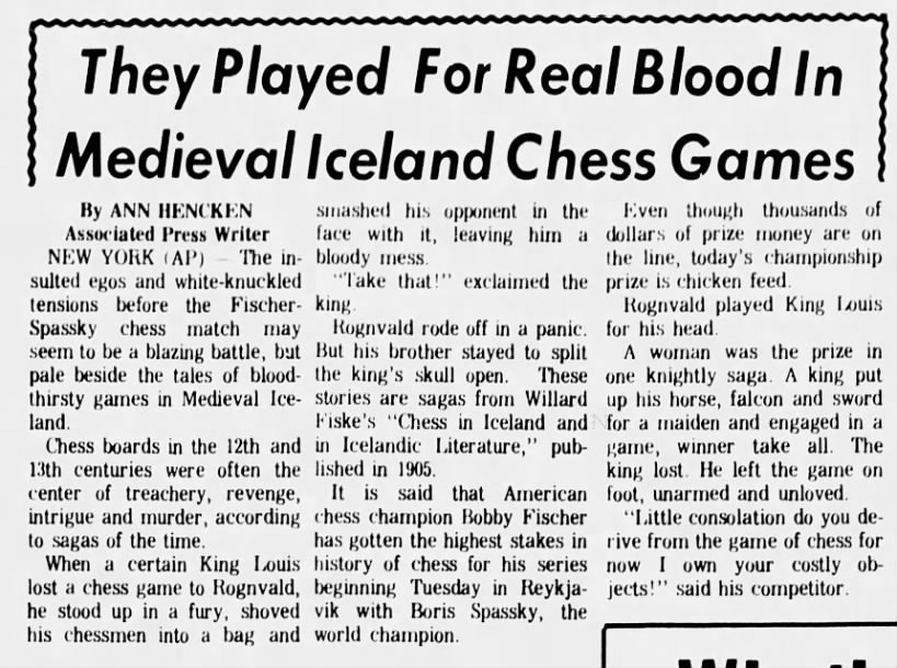 They Played for Real Blood In Medieval Iceland Chess Game
