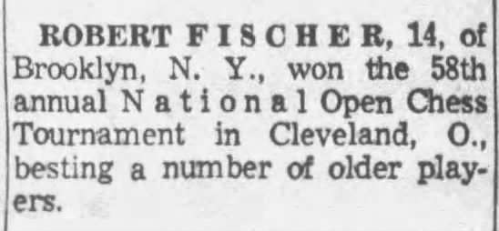 Robert Fischer Wins 58th Annual National Open in Cleveland