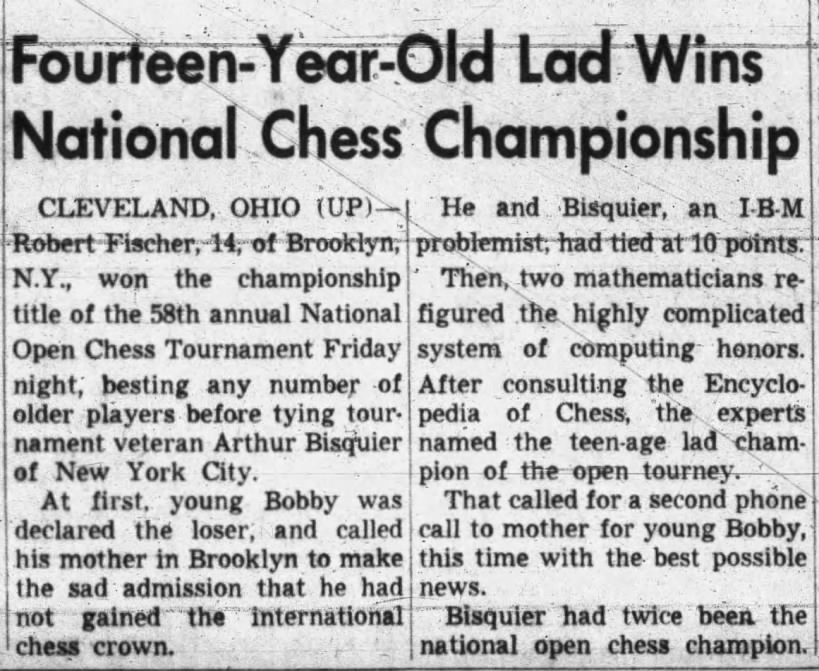 Fourteen-Year-Old Lad Wins National Chess Championship