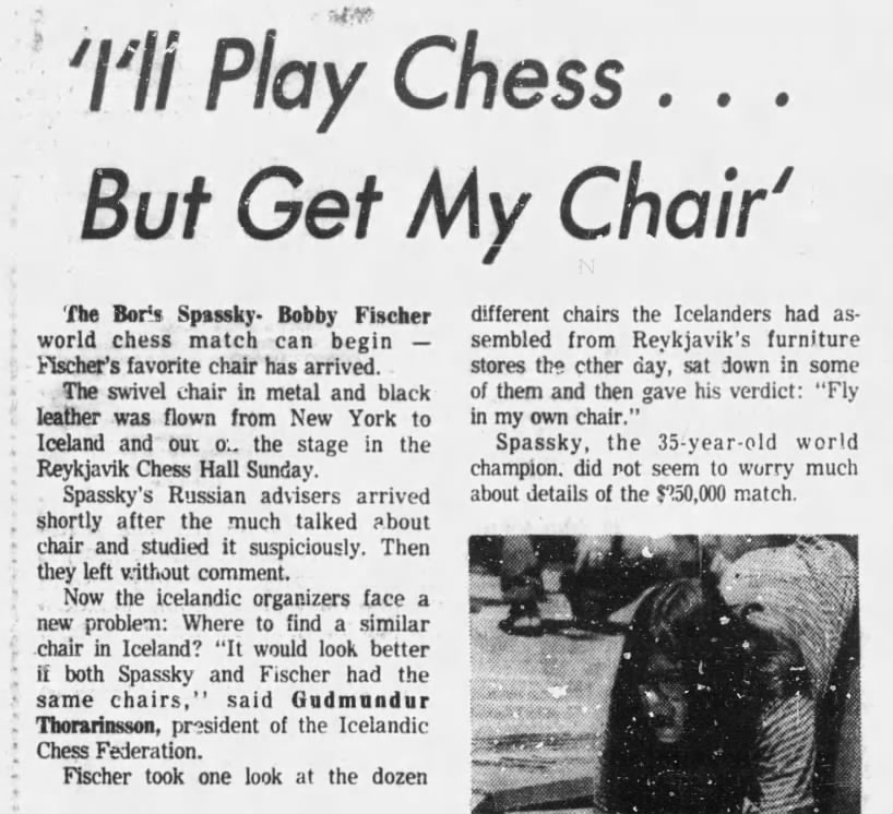 'I'll Play Chess... But Get My Chair'